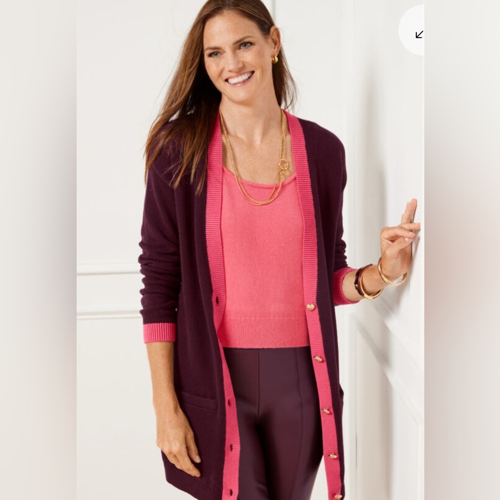 TALBOTS V-NECK CARDIGAN - TIPPED